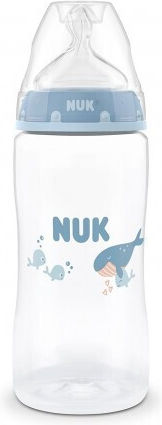 Nuk Пластмасова Бебешка Бутилка First Choice Против Колики с Биберон от Силикон за 3+ Месеца Синя 300ml