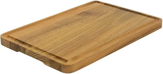 Ξύλινο Πλατώ Σερβιρίσματος Teak Με Αυλάκι 40x28 Εκ.