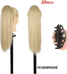 Coada De Cal Ponytail Păr Sintetic Kanekalon De Înaltă Calitate Cleme Dreptă Blondă Deschisă # Champagne Bl 50cm