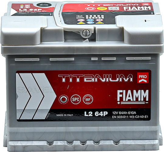 Fiamm Батерия За Автомобил Titanium Pro С Капацитет 64Ah И Ампери За Стартиране (CCA) 610A