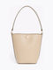 Damen Schultertasche Aus Leder Beigefarben