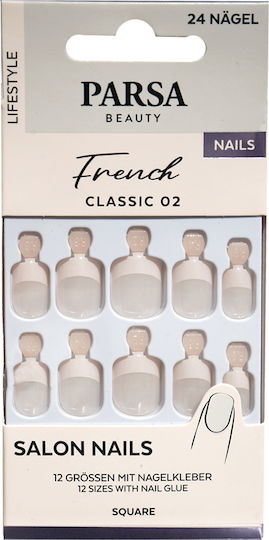 Parsa False Nail Tips French in White Colour 24 Pieces 016007571
