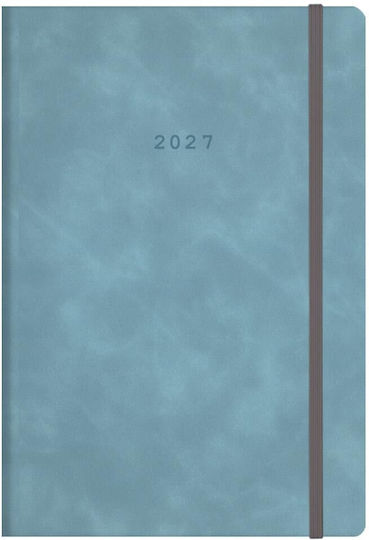 Next Flexi Daily Agenda 2027 Light Blue Leather 14x21cm
