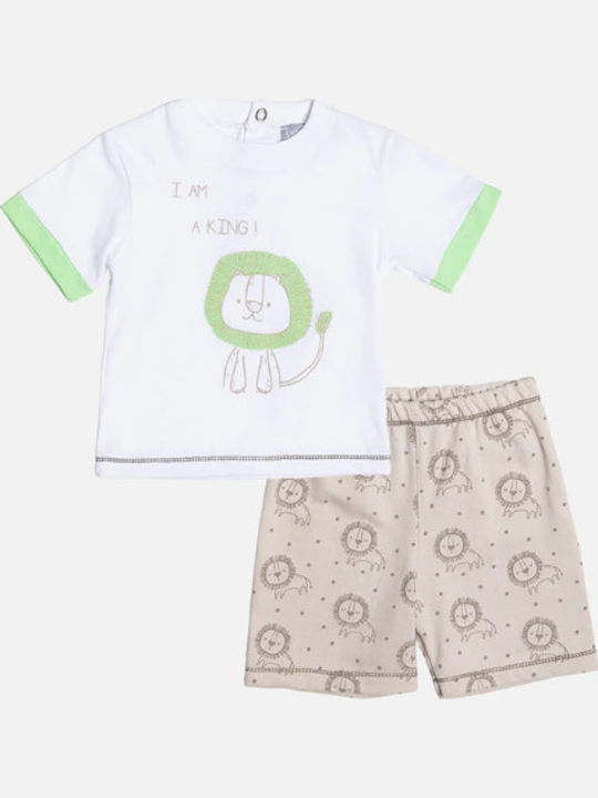Kids Set with Shorts Summer 2 Pieces White-Green
