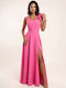 Rochie de Vară Maxi de Seară cu Deschizătură Candy Pink