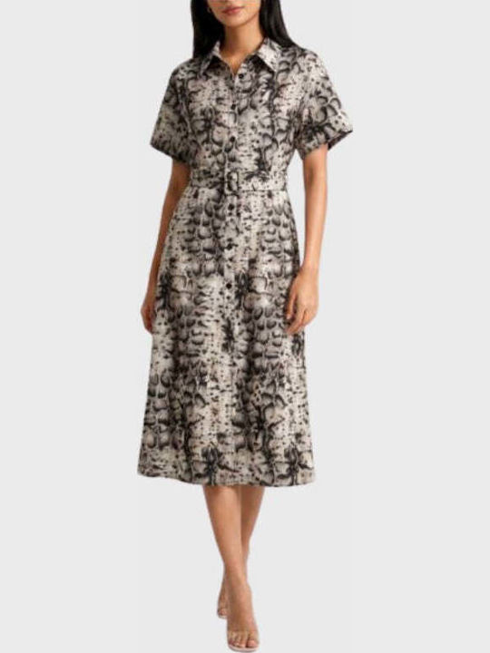 Summer Midi Shirt Dress Beige