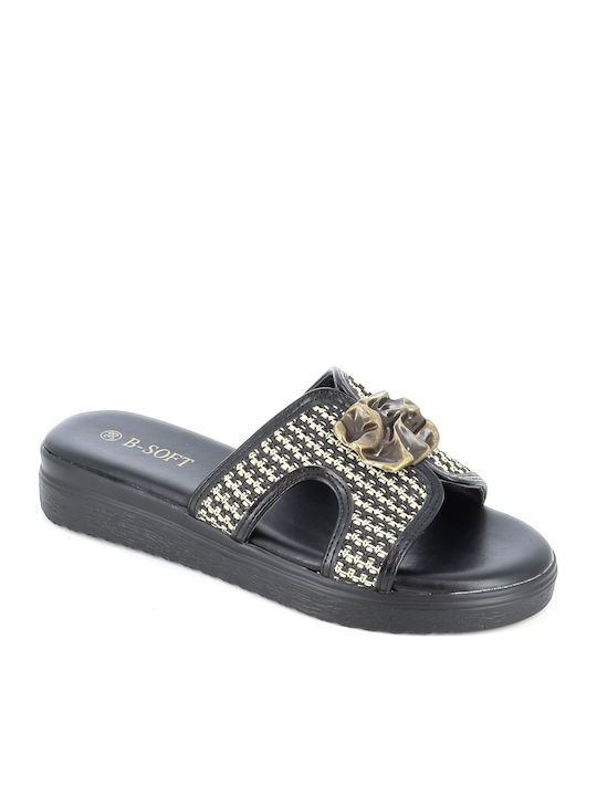 B-Soft Flache Damen Sandalen Flatforms in Schwa...