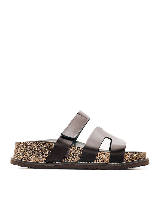 Leder Flache Damen Sandalen Braun