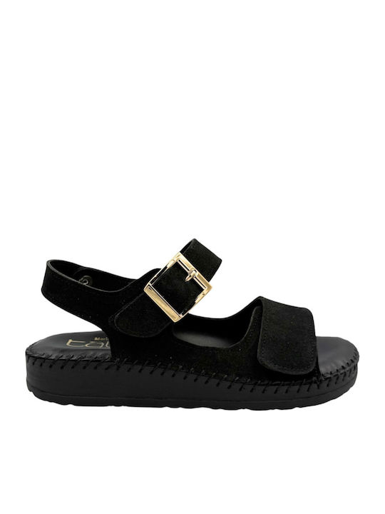 Leather Women's Flat Sandals Flatforms Black
