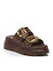 Sandale Casual Damă Flatforme Maro Din Piele