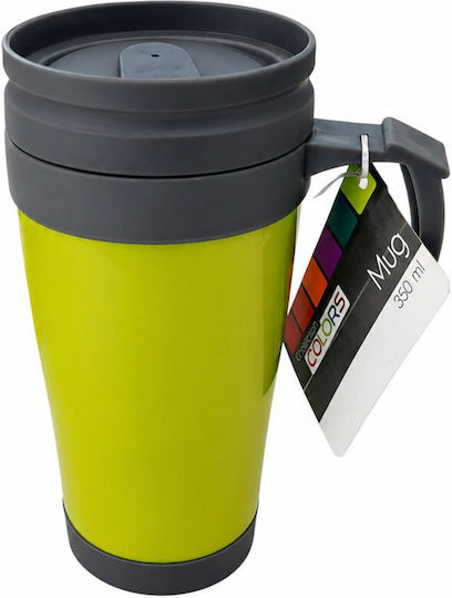 Kunststoff Thermosflasche Glas 350ml Grün mit Handgriff