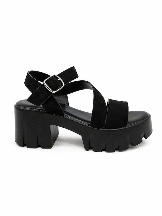 B-Soft Suede Damen Sandalen Anatomisch Schwarz