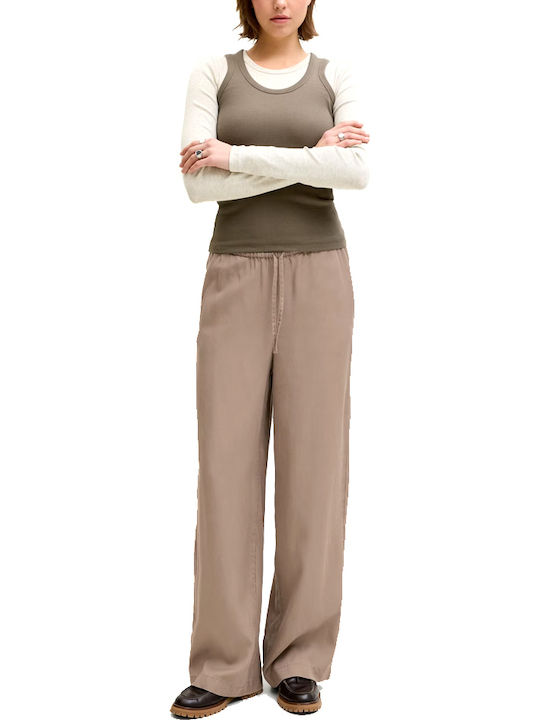 Women's Fabric Trousers with Rubber Band in Loose Fit Puros