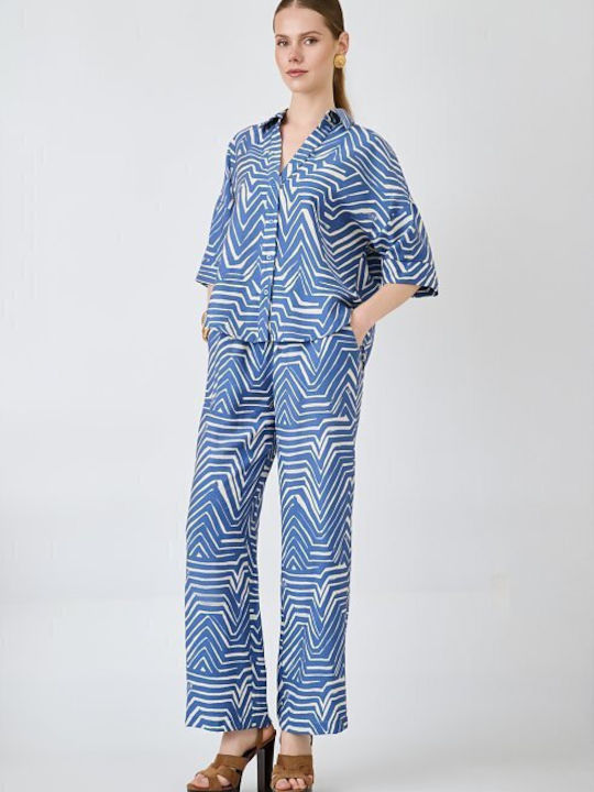 Women's Blue Set with Trousers with Rubber Band