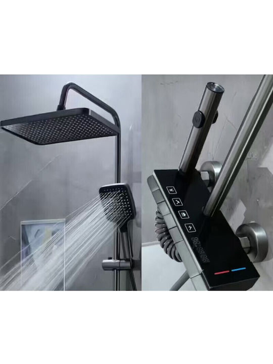 Shower Column with Bathtub Mixer Gray