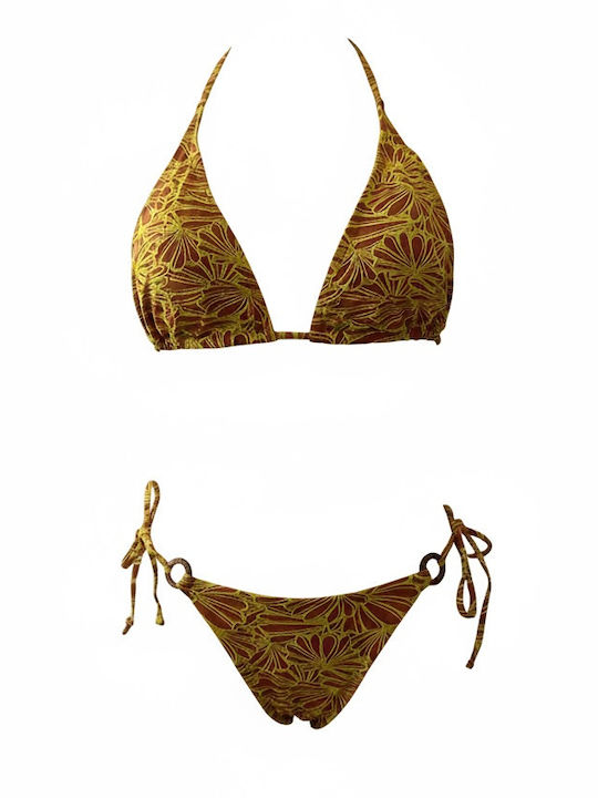 Bikini Set Triangle & Brazil Floral Terracotta Yellow C-6064 Terracotta Yellow