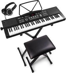 Max Keyboard KB15SET with 61 Keys with Stand Headphones Stool and Music Stand Black