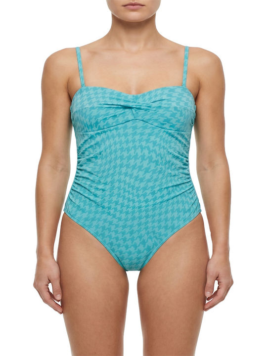 Strapless One Piece Swimsuit Turquoise