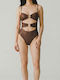 Modern Ocean Women's Sexy One Piece Strapless Swimsuit Shiny Bronze With Gold Rings Open Front Brazil Summer Collection 5147 Bronze