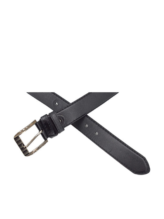 Men's Belt From Black Artificial Leather