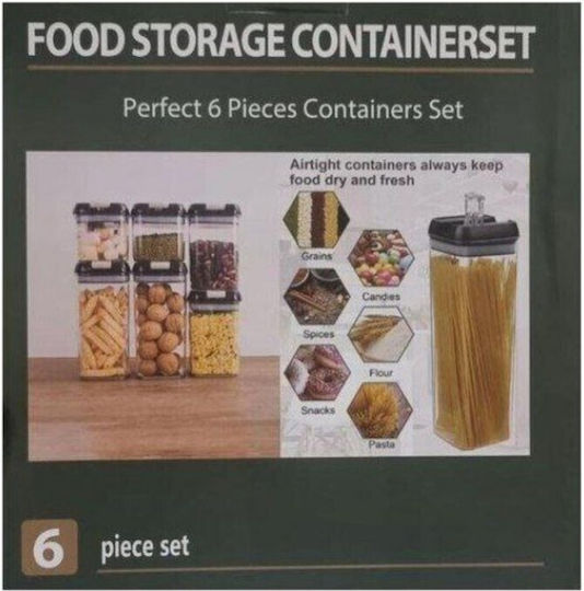 Set of 6 Pasta Storage Boxes with Plastic Lid 1200ml 6 Pieces