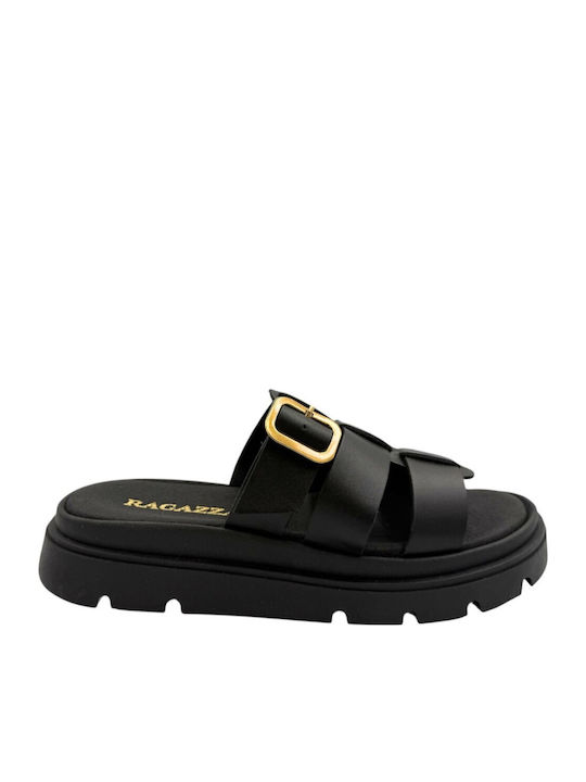 Δερμάτινα Γυναικεία Ανατομικά Σανδάλια New Black