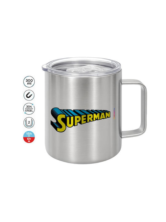 Koupakoupa Superman Vintage Metallic Mug with Lid Silver 300ml