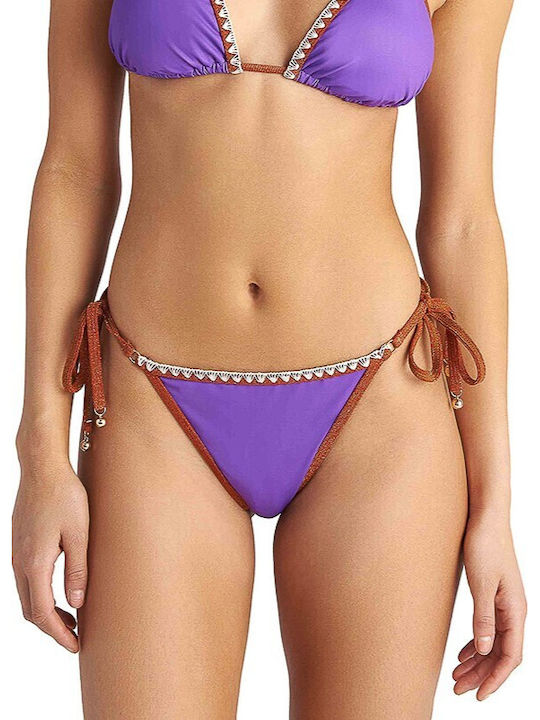 Bikini Slip με Κορδονάκια Μωβ