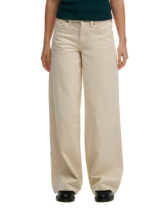 Ovin Women's Fabric Trousers in Baggy Leg Style White