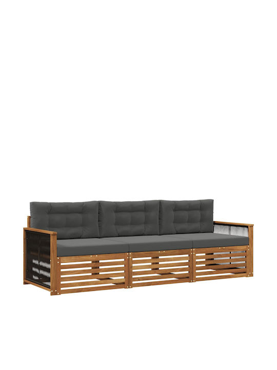 vidaXL Dreisitzer Outdoor-Sofa Holz Mit Kissen ...