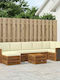Garten- und Outdoor-Möbelsets Typsatz Wohnzimmer 7 Stück Natur und Creme mit Kissen