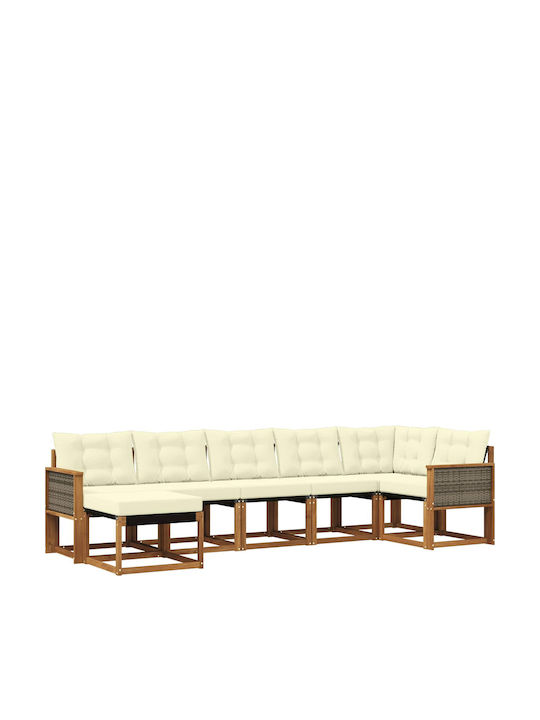Ecksofa Outdoor Hölzernes mit Kissen 306x128.5x...
