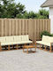 Garten- und Outdoor-Möbelset 8 Stück Natur und Creme mit Kissen