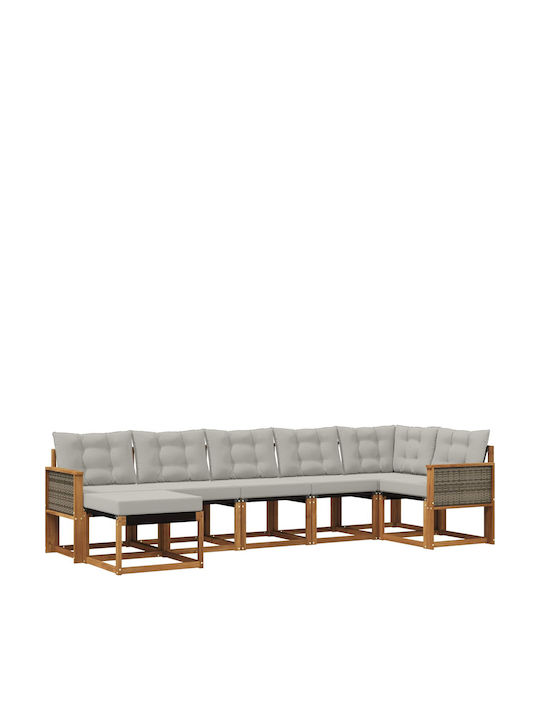 Ecksofa Outdoor-Hölzernes mit Kissen 306x128.5x...