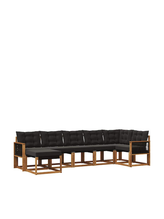Ecksofa Outdoor Hölzernes mit Kissen 306x128.5x...