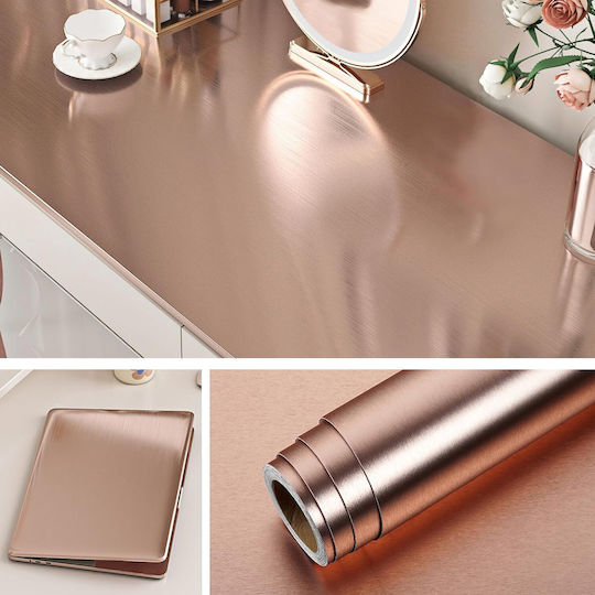 Folie Autocolantă pentru Mobilier din Vinil Periat 40 Cm X 10 M Rose Gold