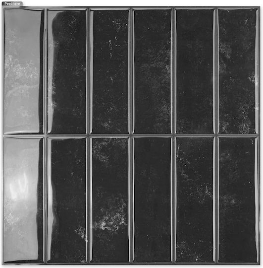 Autocolante de Perete Vinil Plăci Autocolante 10 Bucăți 30.5x30.5 Cm Negre