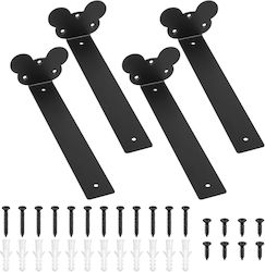 Kebitedamai Eckregalhalterung aus Inox in Schwarz Farbe 255x38mm 4 Stück