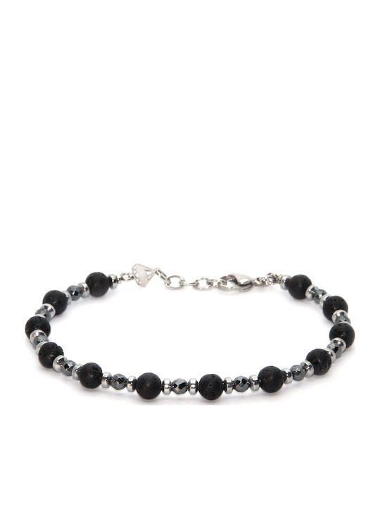 Bracelet Stainless Steel Hematite Lava