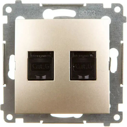 Priză De Rețea Computer Simon54 Dublă 2xRJ45 Cat.6 Overcast Mat D62.01/44