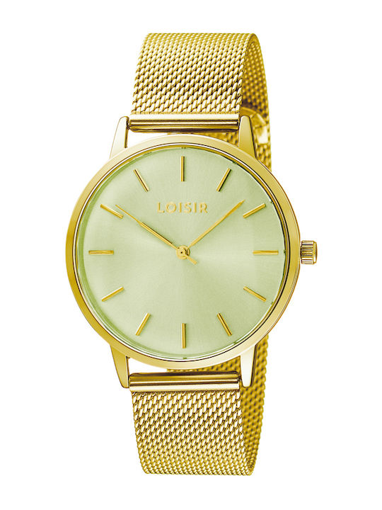 Loisir Womens Watch Battery with Gold Metal Bracelet