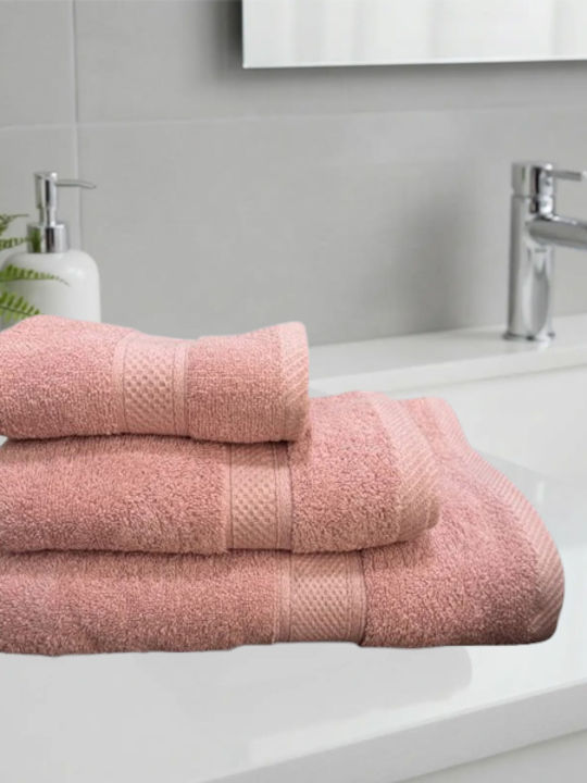 SpitiBazaar Set Bath Towels 3 Pieces Cosy Salmon Weight 600gr/m²