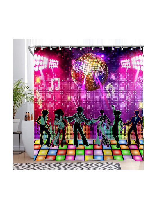 Retro Disco Cortină De Duș Impermeabilă Din Țesătură 180x180cm Multicolor
