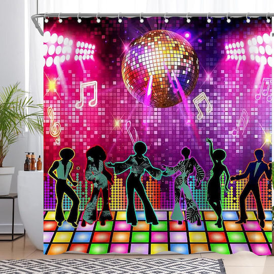 Retro Disco Waterproof Κουρτίνα Υφασμάτινη 180x180cm Multicolor B0F5VVLXBY