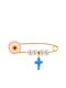 Margaritari Children's Safety Pin Charm Gold 18K With Cross For Girl