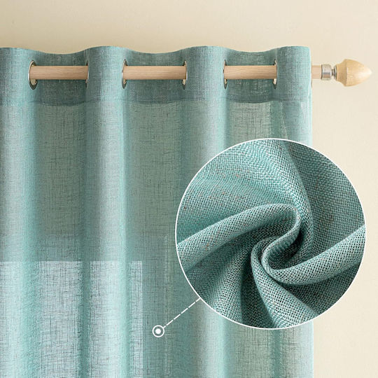 Fenstervorhänge-Set mit Grommets Türkis 140x215cm
