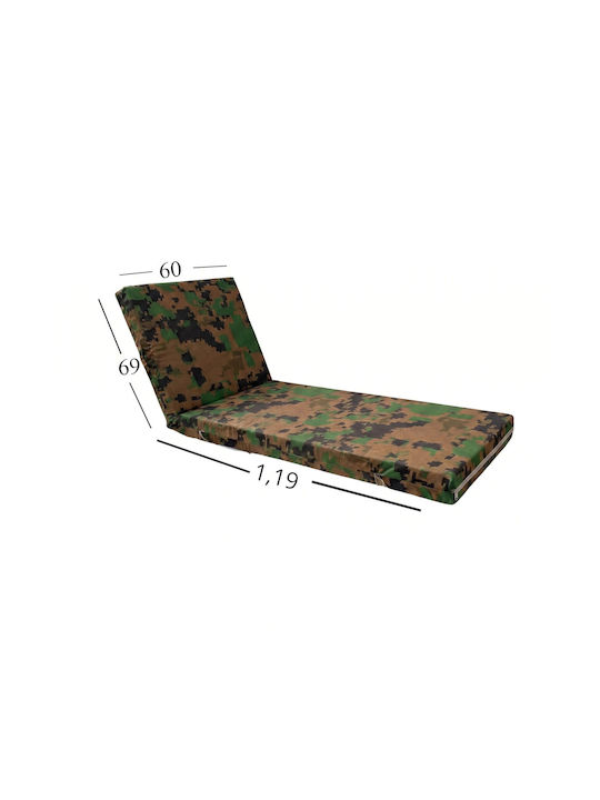 Politishome Waterproof Sunbed Cushion with Backrest Army 60x188cm