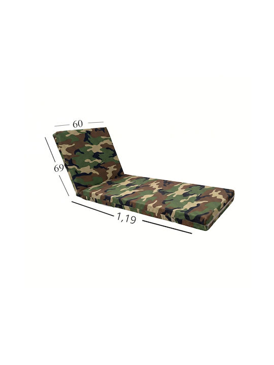 Politishome Waterproof Sunbed Cushion with Backrest Army 60x188cm