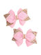 TakTakBaby Set Kids Hair Clips with Rubber Band Bow in Pink Colour 2 Pieces