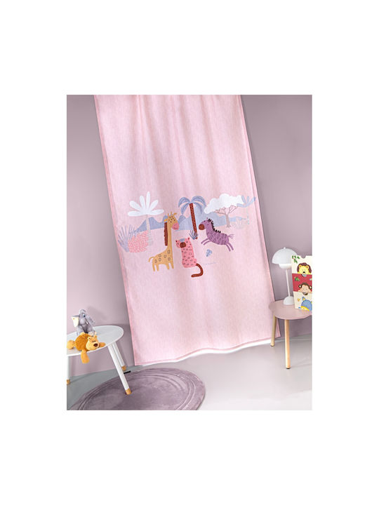 Guy Laroche Kinder Vorhang Verdunkelung Jungle mit Bleistiftfalten Rosa 145x270cm
